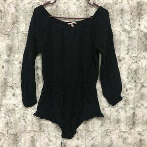 Victoria’s Secret Black Crochet Details Long Sleeve Shorts Jumper Women’s XS